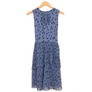 Periwinkle w Dark Blue Pleated Dress